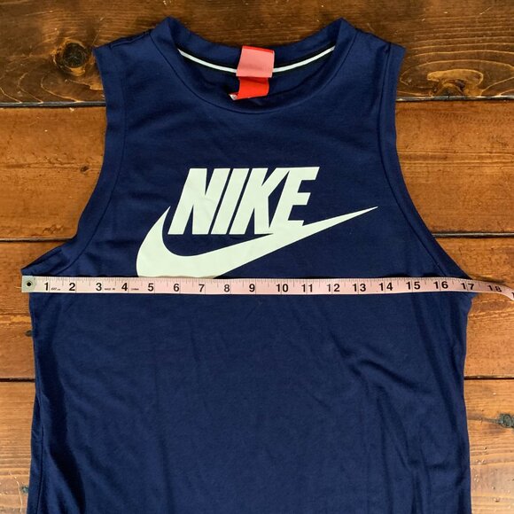 Nike Ace Logo Red Label Navy Blue Men's Small Athletic Cut Swoosh Tank Top EUC - Picture 7 of 8